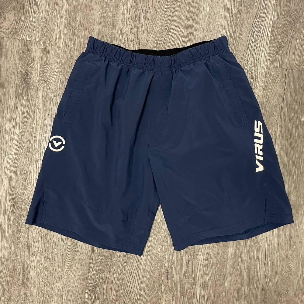Virus Performance Shorts Mens Medium Navy Blue Origin Training Athletic Gym MMA